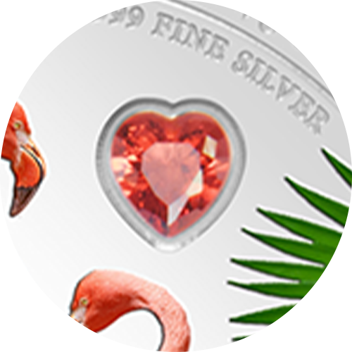 Reference image of 1 oz. Pure Silver Coin - Love is Precious: Flamingos