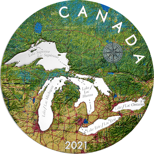 Reference image of 5 oz. Pure Silver Coin - Great Lakes