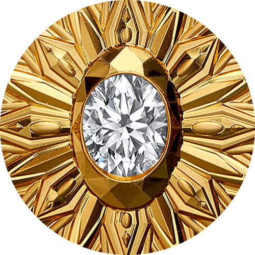 Reference image of 1 oz. Ultra-High Relief 99.999% Pure Gold Coin – Purely Brilliant Collection: Forevermark Black Label Oval