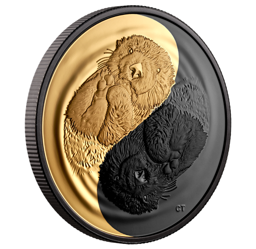 1 oz. Pure Silver Gold-Plated Coin – Black and Gold: The Sea Otter