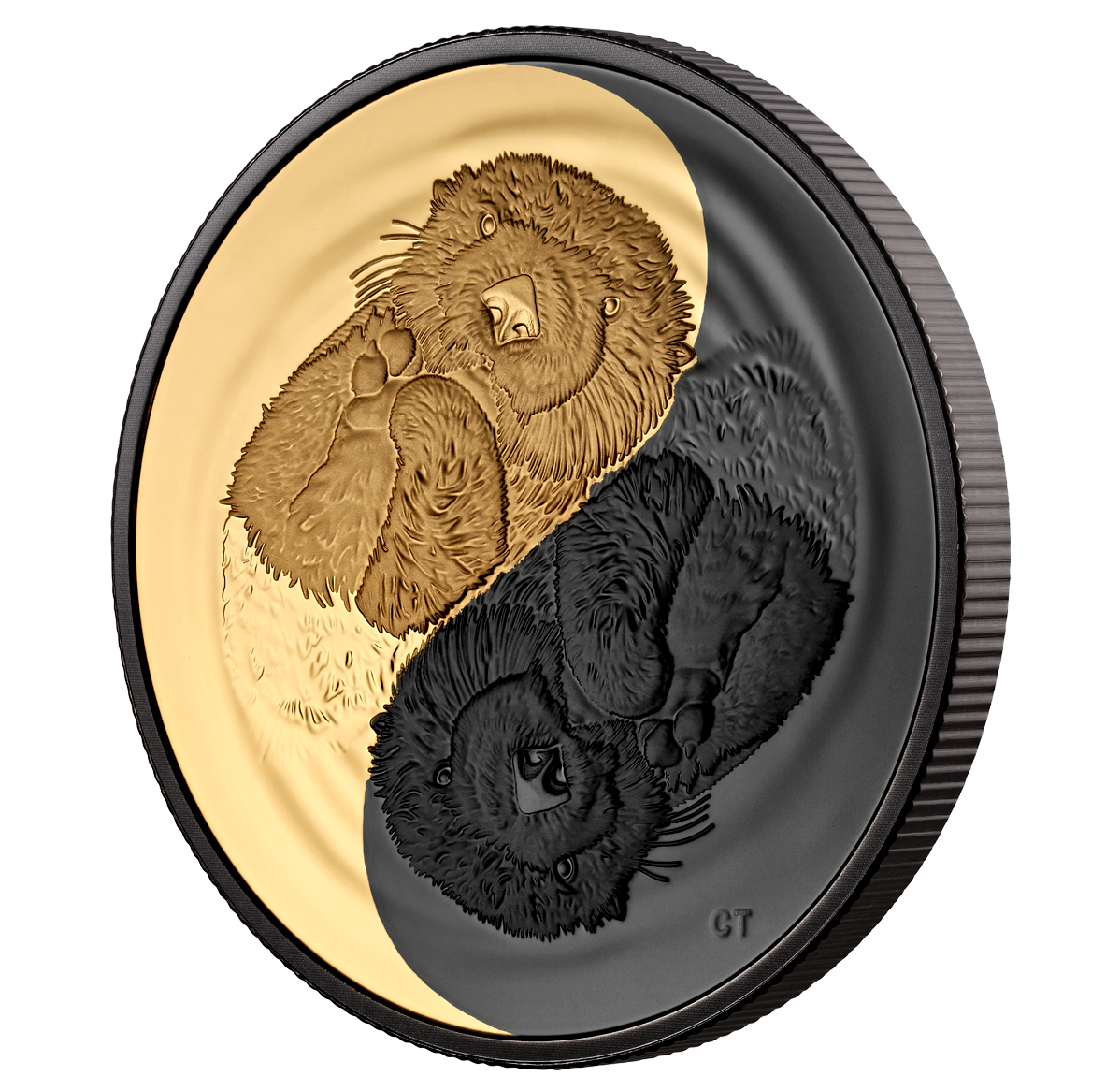 1 oz. Pure Silver GoldPlated Coin Black and Gold The Sea Otter
