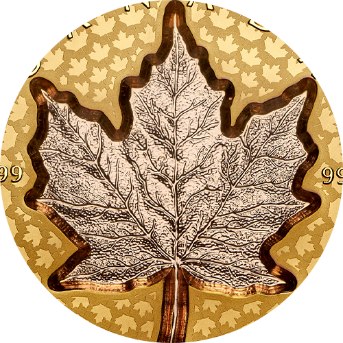 Reference image of 2 oz. Pure Gold Coin – Super Incuse Gold Maple Leaf