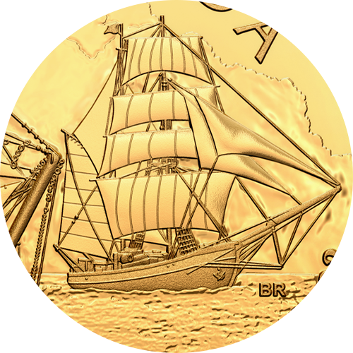 Reference image of Pure Gold Coin – Tall Ships: Brigantine