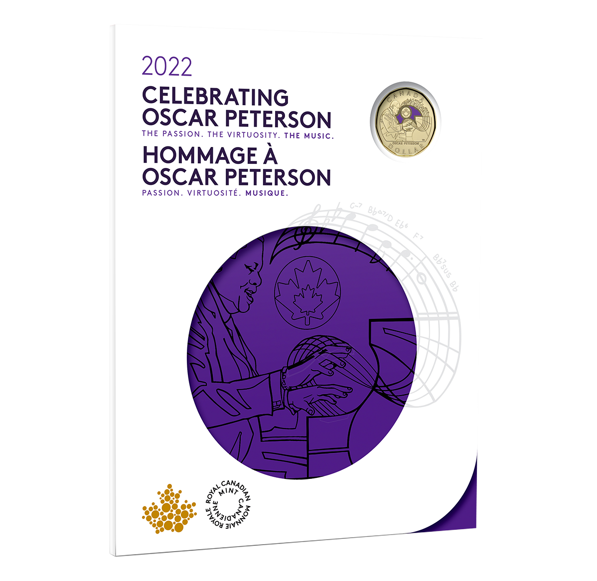 2022 Canadian $1 Celebrating Oscar Peterson Coloured Loonie