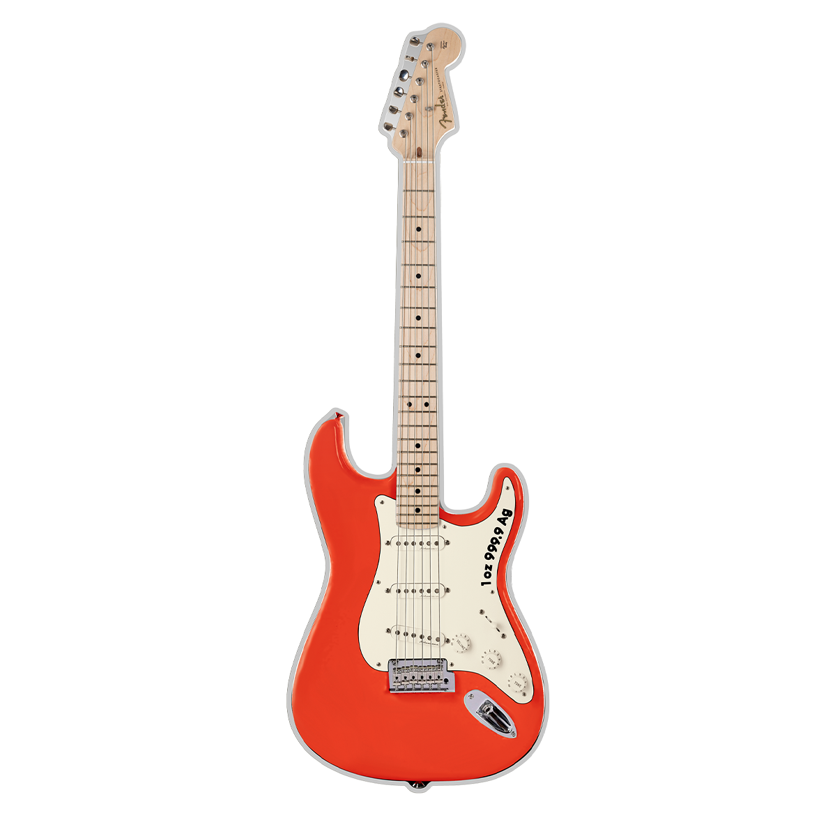 2022 $2 Fine Silver Coin - Fender® Stratocaster® Shaped Coin in Fiesta Red