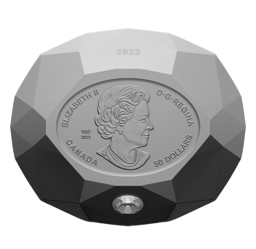 Pure Silver Diamond Shaped Coin Forevermark Black Label Oval Diamond The Royal Canadian Mint