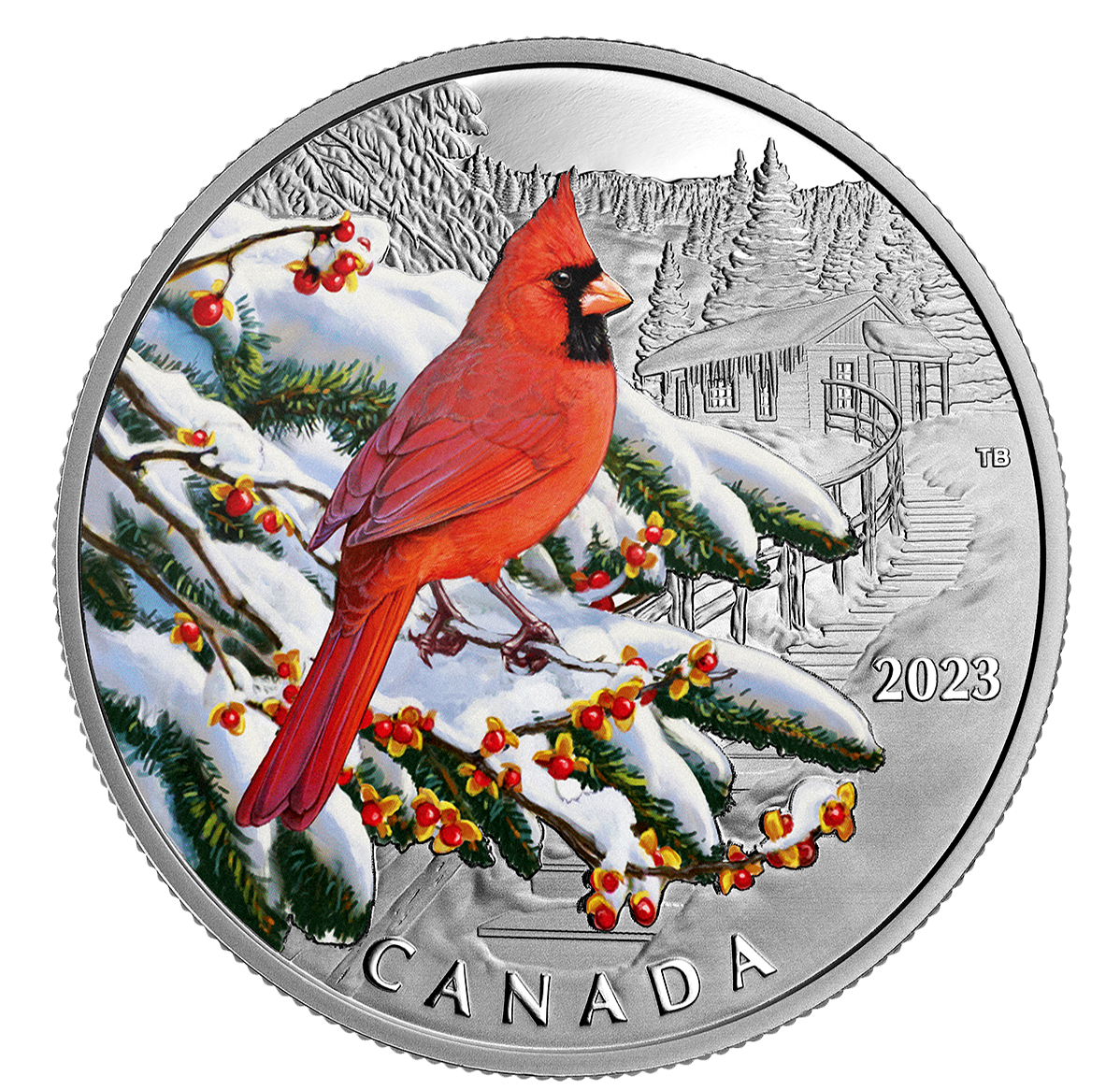 Reference image of Colourful Birds: Northern Cardinal - 1 oz. Pure Silver Coin