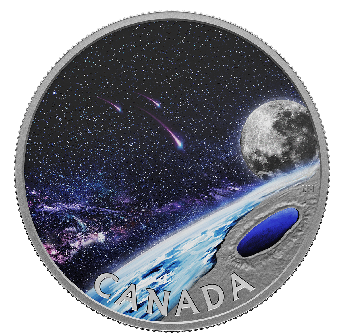 Pure Silver Coin with Black Light Effect – Pingualuit Crater