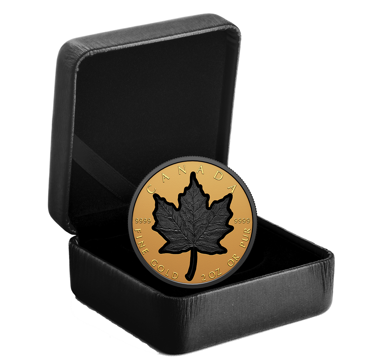2 oz. Pure Gold Coin Super Incuse Gold Maple Leaf The Royal