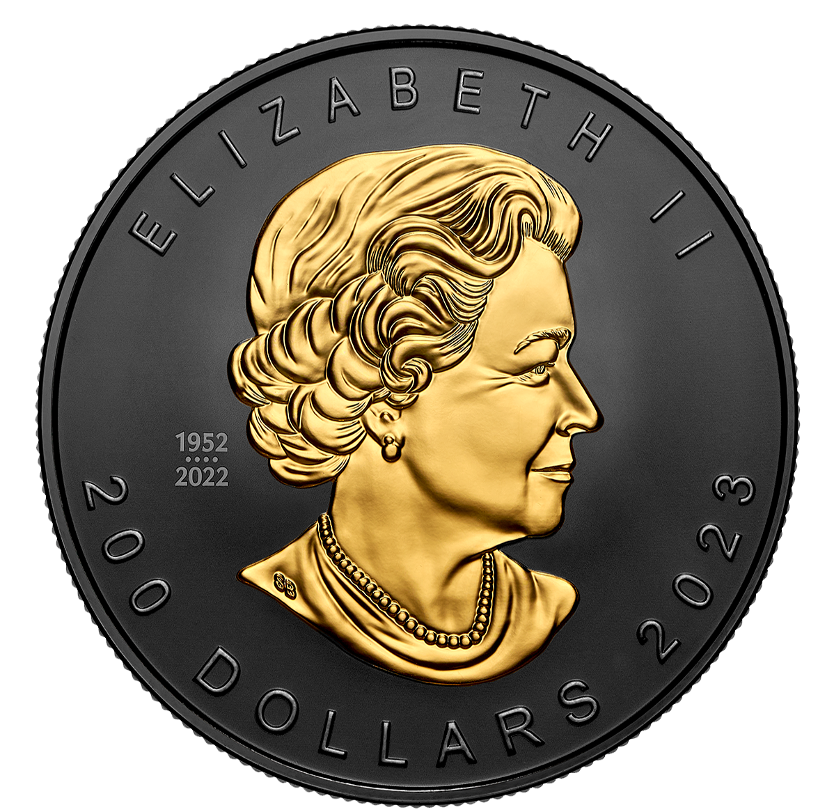 2 oz. Pure Gold Coin Super Incuse Gold Maple Leaf The Royal