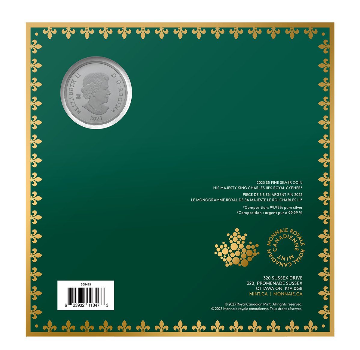 $5 Pure Silver Coin – His Majesty King Charles III's Royal Cypher