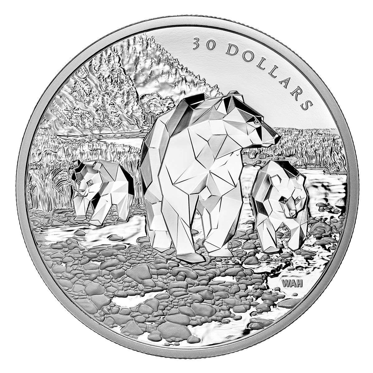 2 oz. Pure Silver Coin – Multifaceted Animal Family: Grizzly Bears