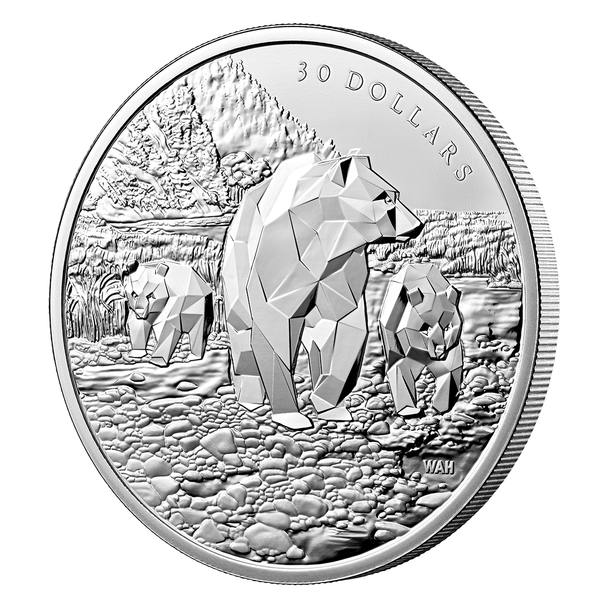 2 oz. Pure Silver Coin – Multifaceted Animal Family: Grizzly Bears
