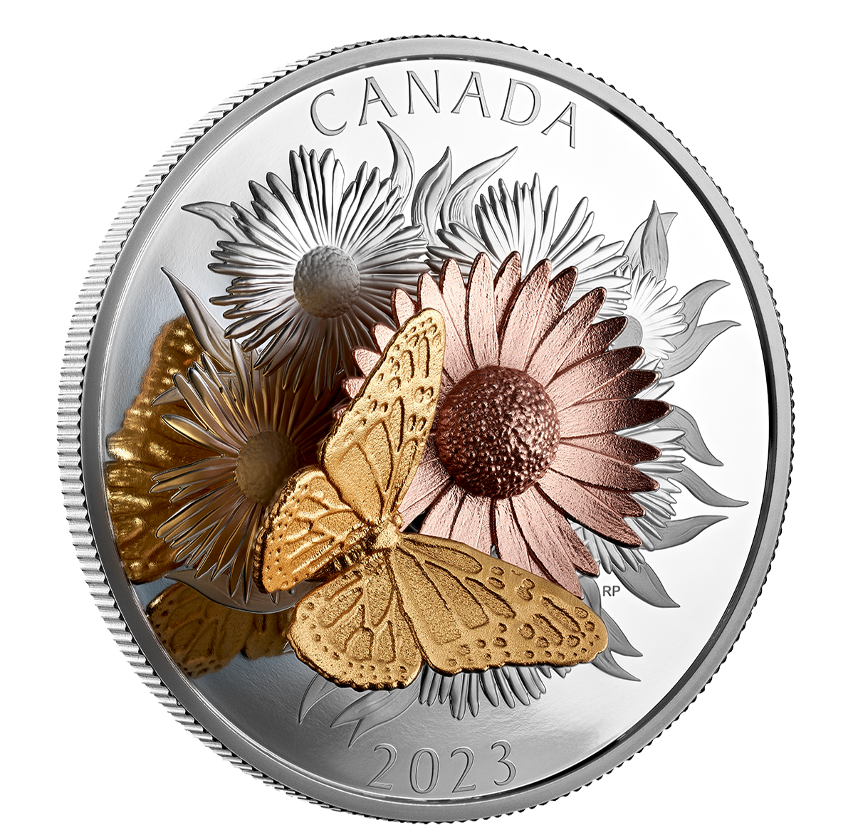 The Monarch and the Bloom - 5 oz. Pure Silver Coin | The The Monarch and the Bloom - 5 oz. Pure Silver Coin | The