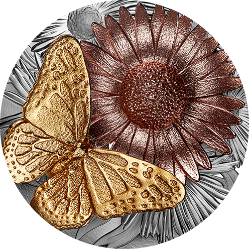 Un papillon et une fleur en 3D