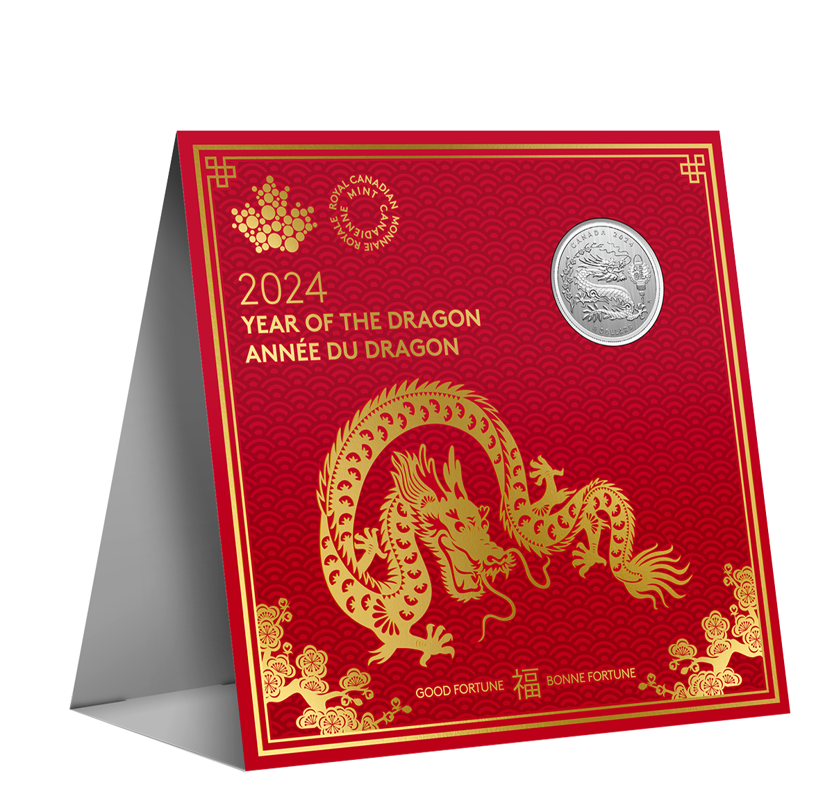 2024 Année du DRAGON Nouvel An chinois lunaire Argent porte-bonheur Pièce  d'un demi-dollar JFK plaquée or 24 carats avec boîte de luxe Expédié  rapidement par le vendeur américain -  France