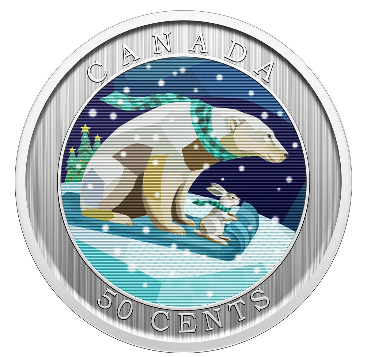 50Cent Lenticular Coin Holiday Sledding The Royal Canadian Mint