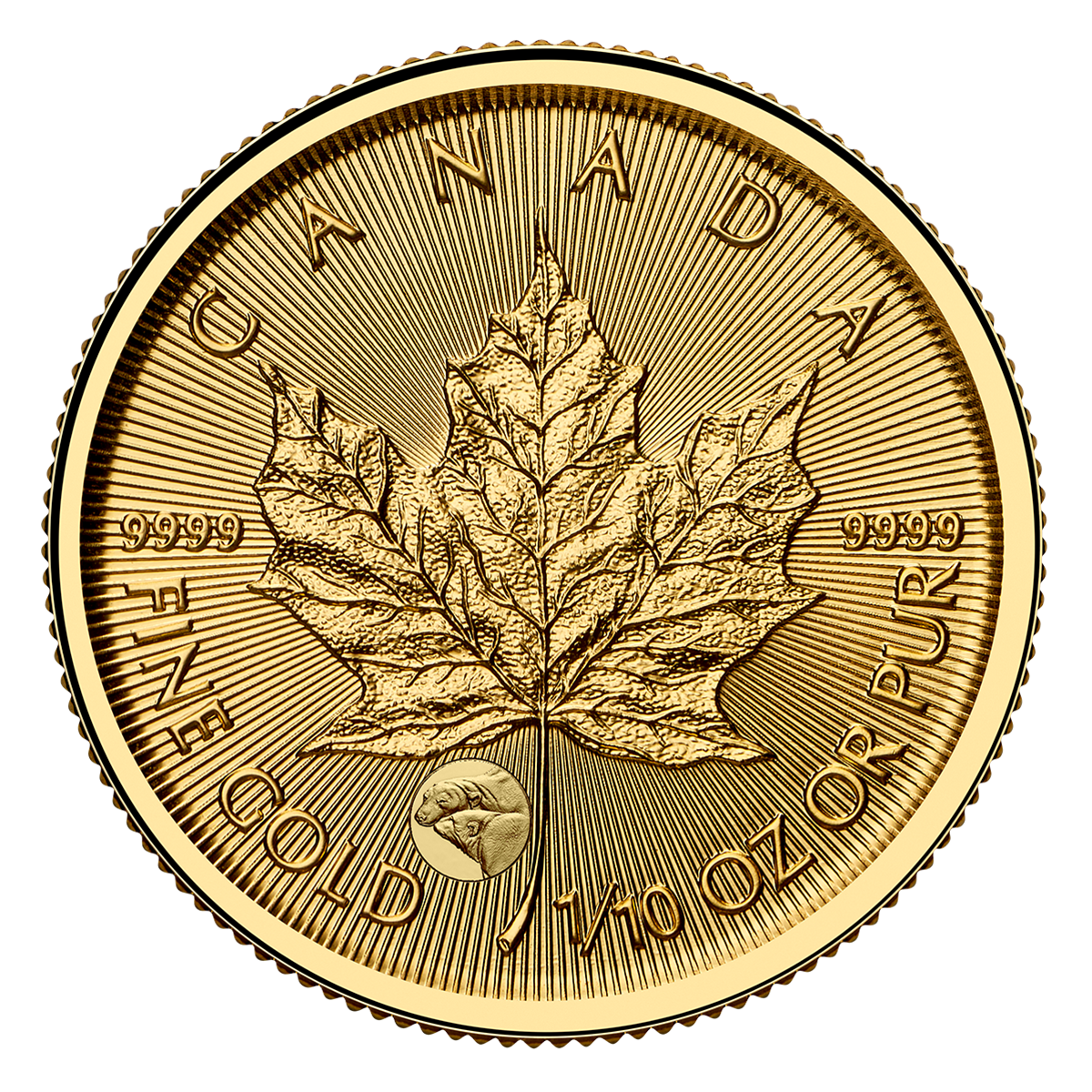 Treasured Gold Maple Leaf: Polar Bears Privy Mark - 1/10 oz. 99.99