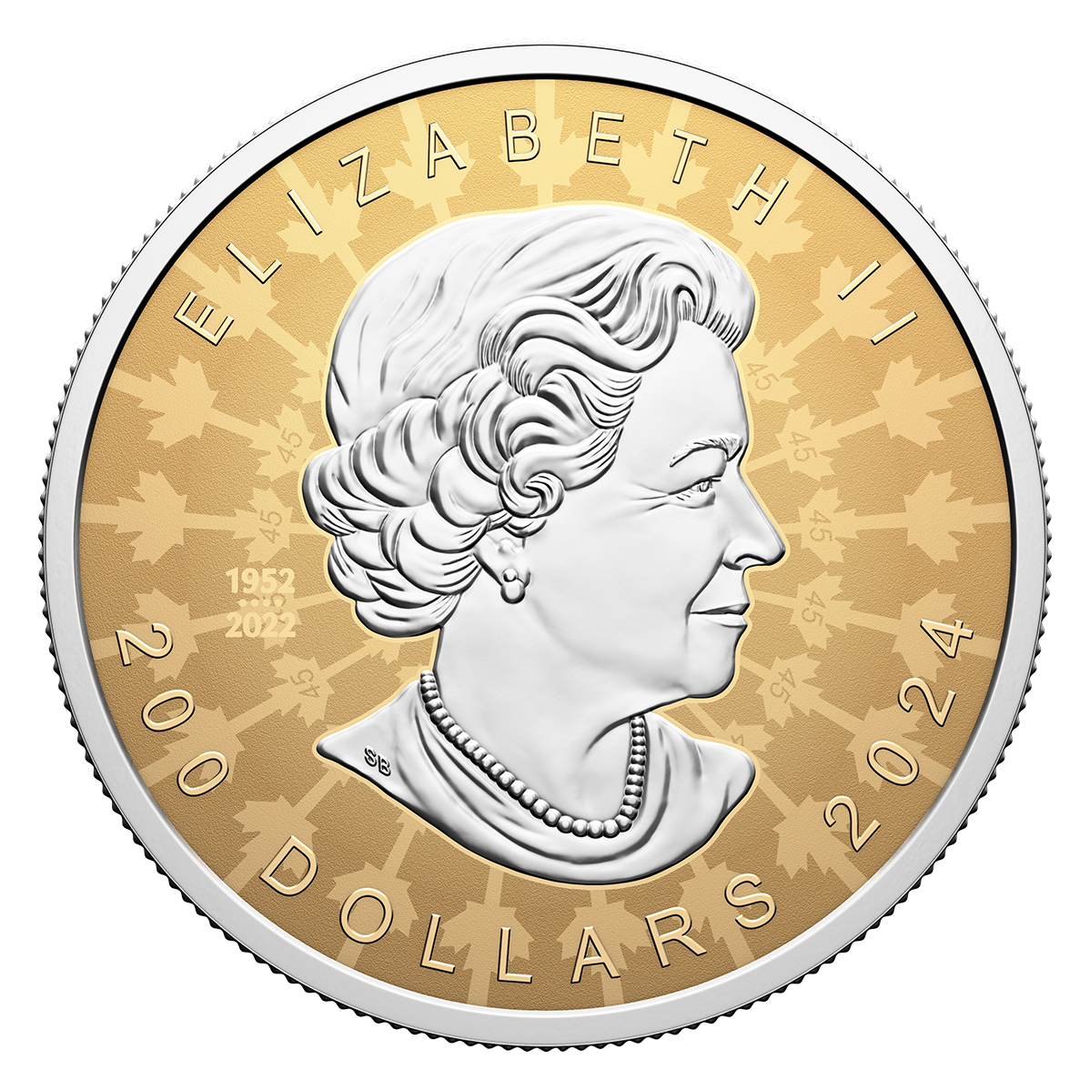 Reference image of Super Incuse Gold Maple Leaf - 2 oz. Pure Gold Coin