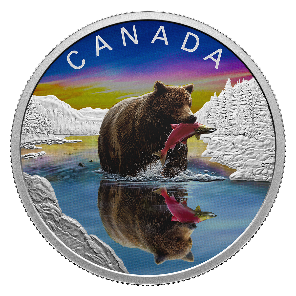 Pure Silver Coin – Wildlife Reflections: Grizzly Bear | The Royal