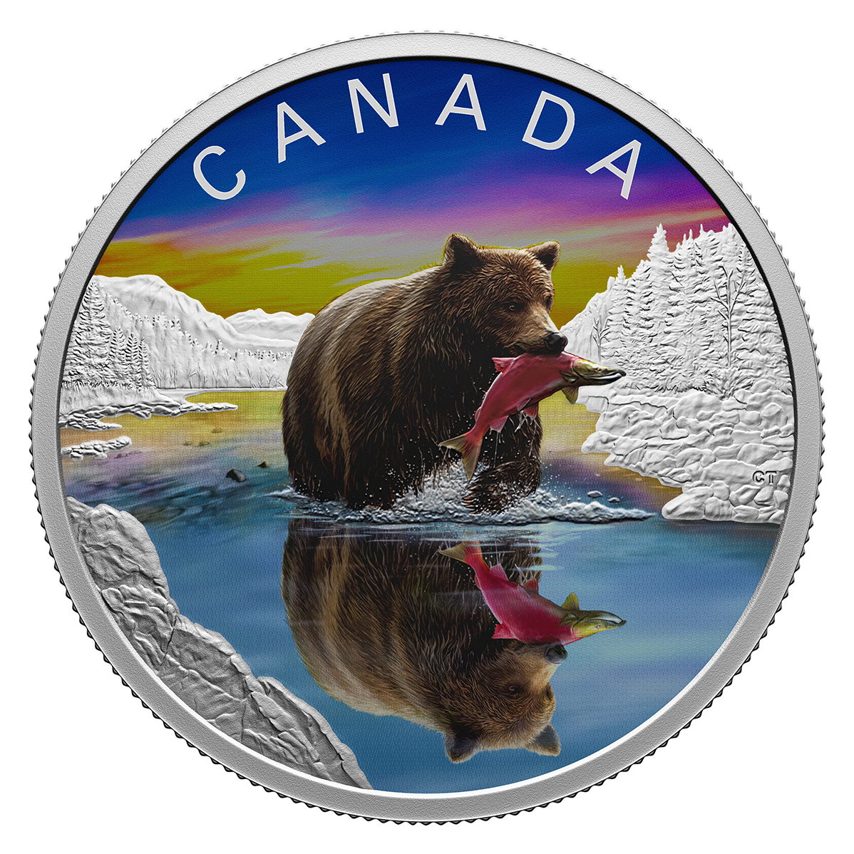 Pure Silver Coin – Wildlife Reflections: Grizzly Bear