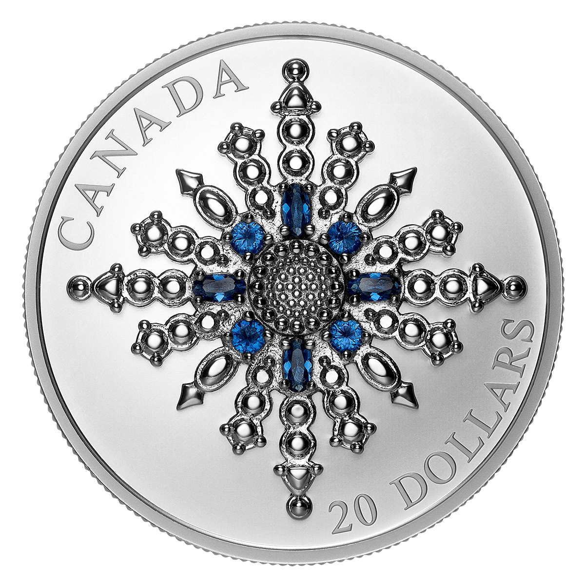 $20 Fine Silver Coin – The Sapphire Jubilee Snowflake Brooch