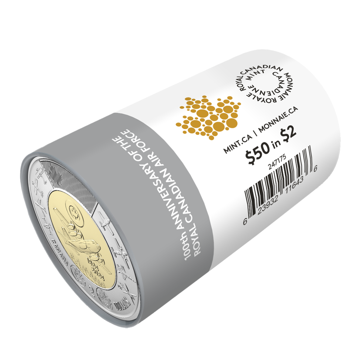2024 $2 100th Anniversary of the Royal Canadian Air Force Non-colourized Special Wrap Roll