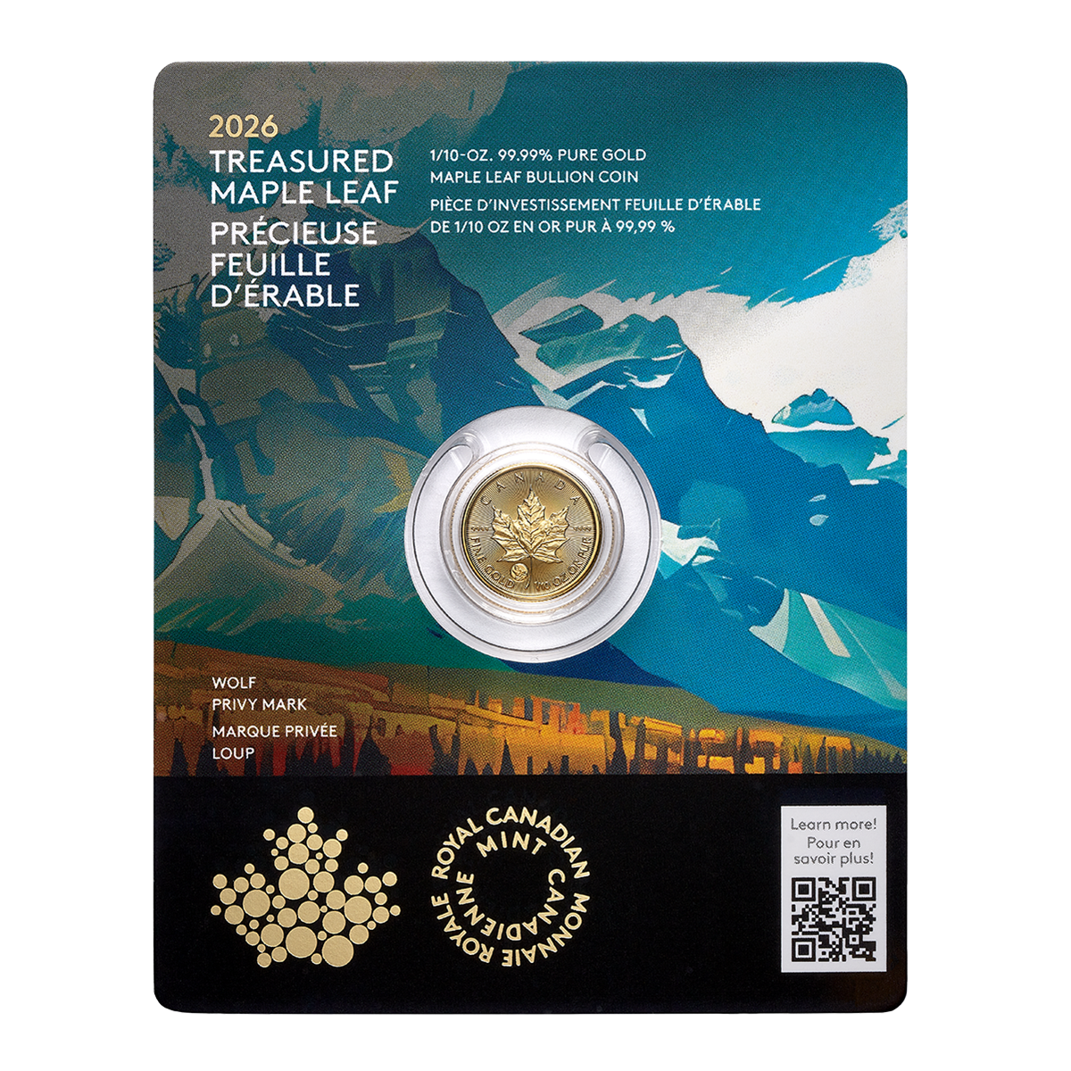 2026 Treasured Gold Maple Leaf Wolf Privy Mark 1 10 Oz 99 99 Pure 251784 Rev Front 1200 