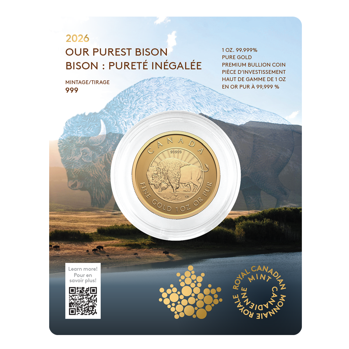 2026 Our Purest Bison – 1 oz. 99.999% Pure Gold Coin (Premium Bullion)