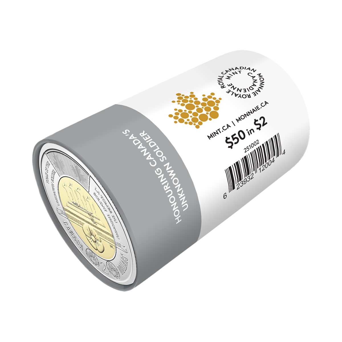 2025 $2 Honouring Canada’s Unknown Soldier Non-Colourized Special Wrap Roll