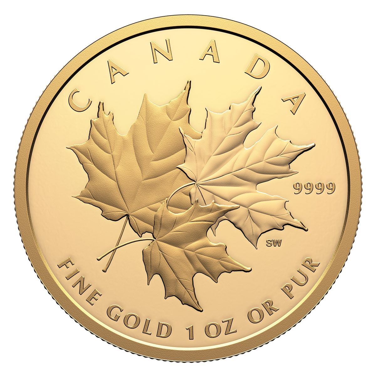 Trio de feuilles d’érable – Pièce de 1 oz en or pur