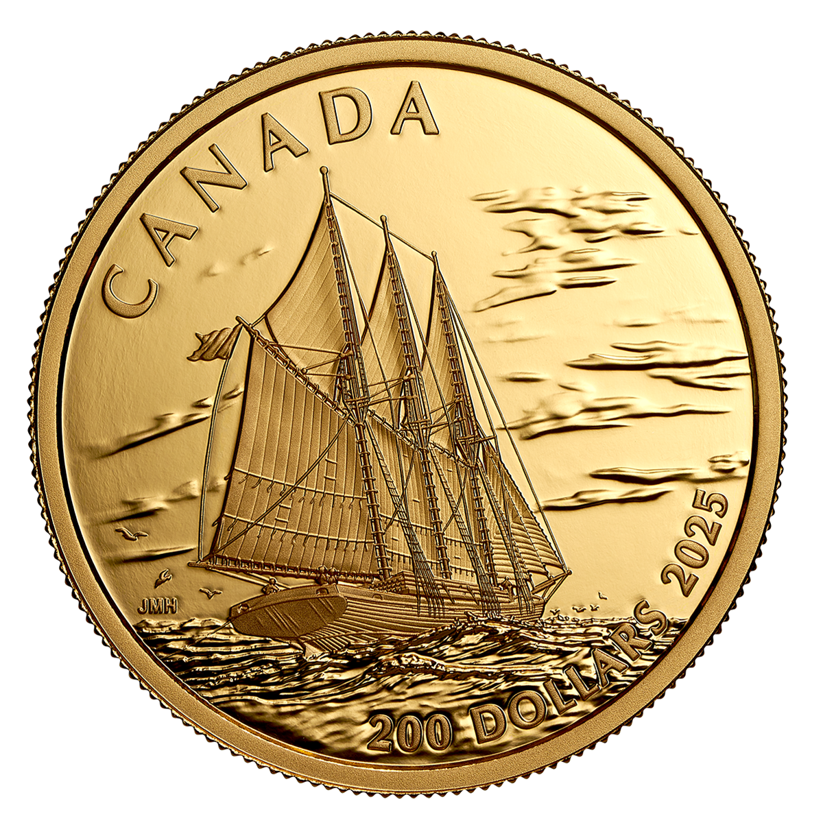 Tall Ships: Three-masted Schooner – Pure Gold Coin