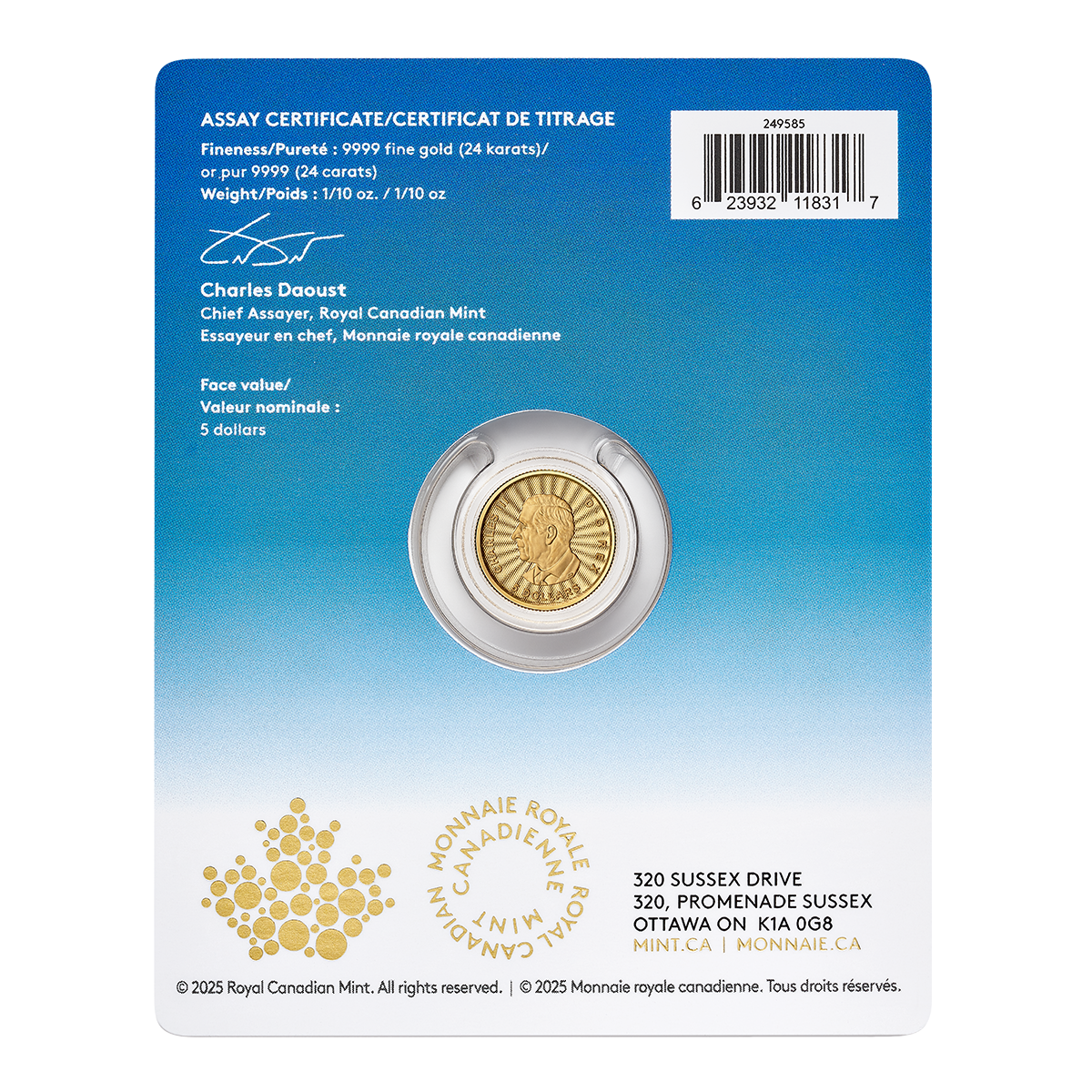 2025 The Majestic Polar Bear: First Strikes – 1/10 oz. 99.99% Pure Gold Coin (Premium Bullion)