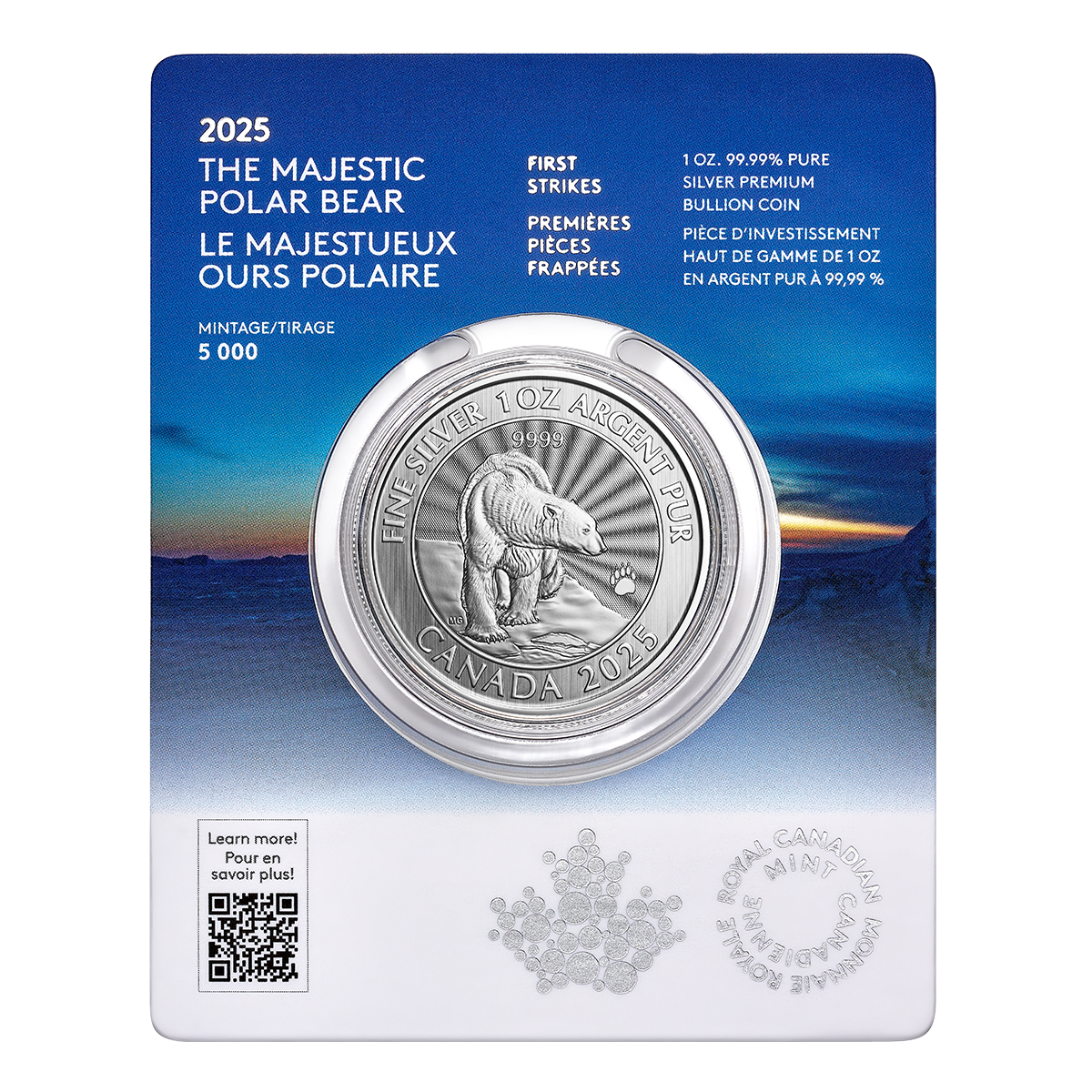 2025 The Majestic Polar Bear: First Strikes – 1 oz. 99.99% Pure Silver Coin (Premium Bullion)