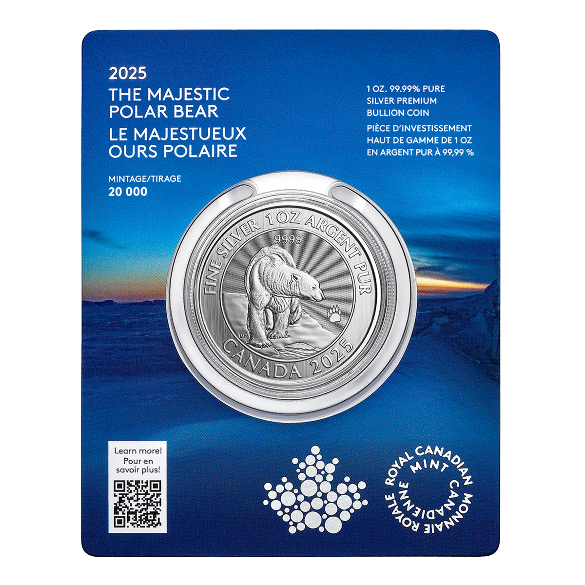 2025 The Majestic Polar Bear – 1 oz. 99.99% Pure Silver Coin (Premium Bullion)