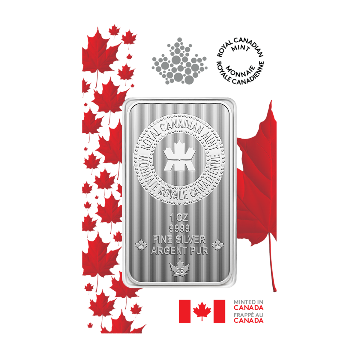 Pure Silver Bar in Proudly Canadian packaging - 1 oz. 99.99% Pure Silver 2025 (Premium Bullion)