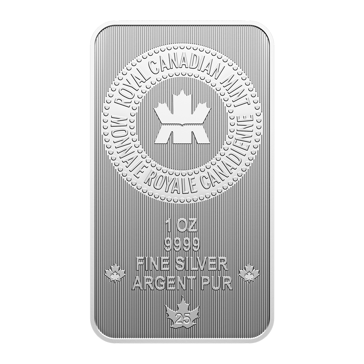 ロイヤルカナディアンミント 1オンス純銀バー 2025年記念 Pure Silver Bar in Proudly Canadian packaging - 1 oz. 99.99% Pure
