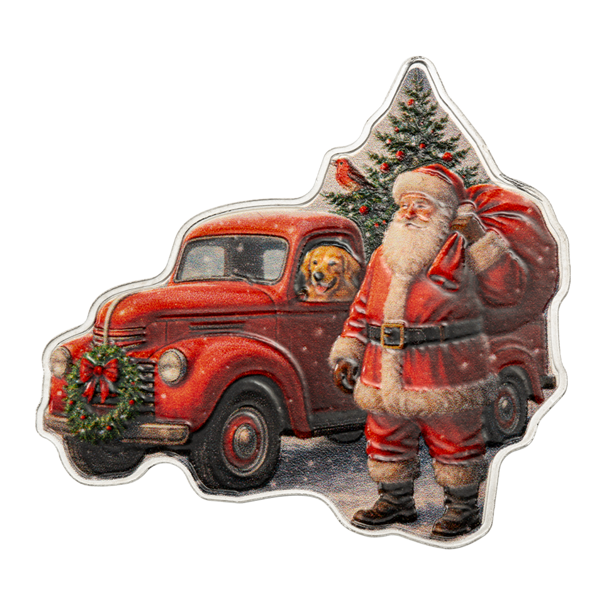 Santa and a Little Red Truck - Fine Silver Coin