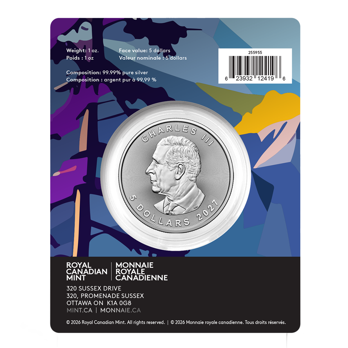 2027 Treasured Silver Maple Leaf: Four-Leaf Clover Privy Mark - 1 oz. 99.99% Pure Silver Coin (Premium Bullion)