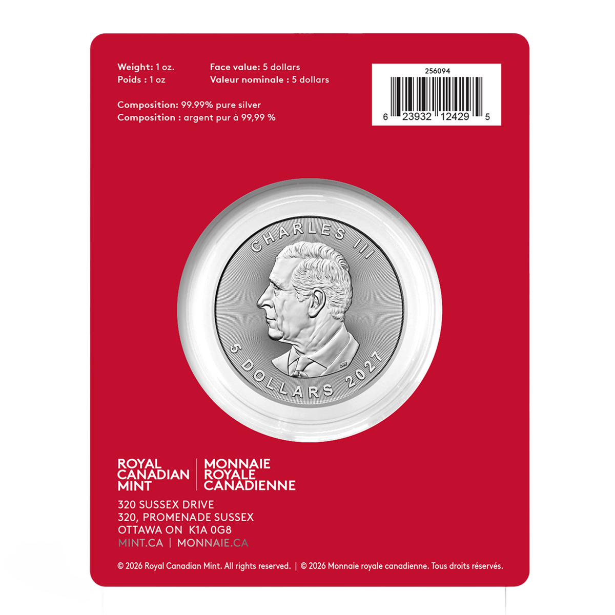 2027 Treasured Silver Maple Leaf: Year of the Goat Privy Mark - 1 oz. 99.99% Pure Silver Coin (Premium Bullion)