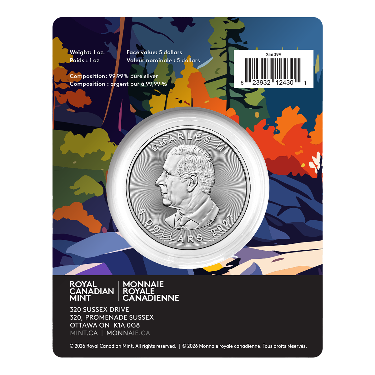 2027 Treasured Silver Maple Leaf: Loon Privy Mark - 1 oz. 99.99% Pure Silver Coin (Premium Bullion)