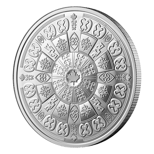 Angled reverse of silver coin