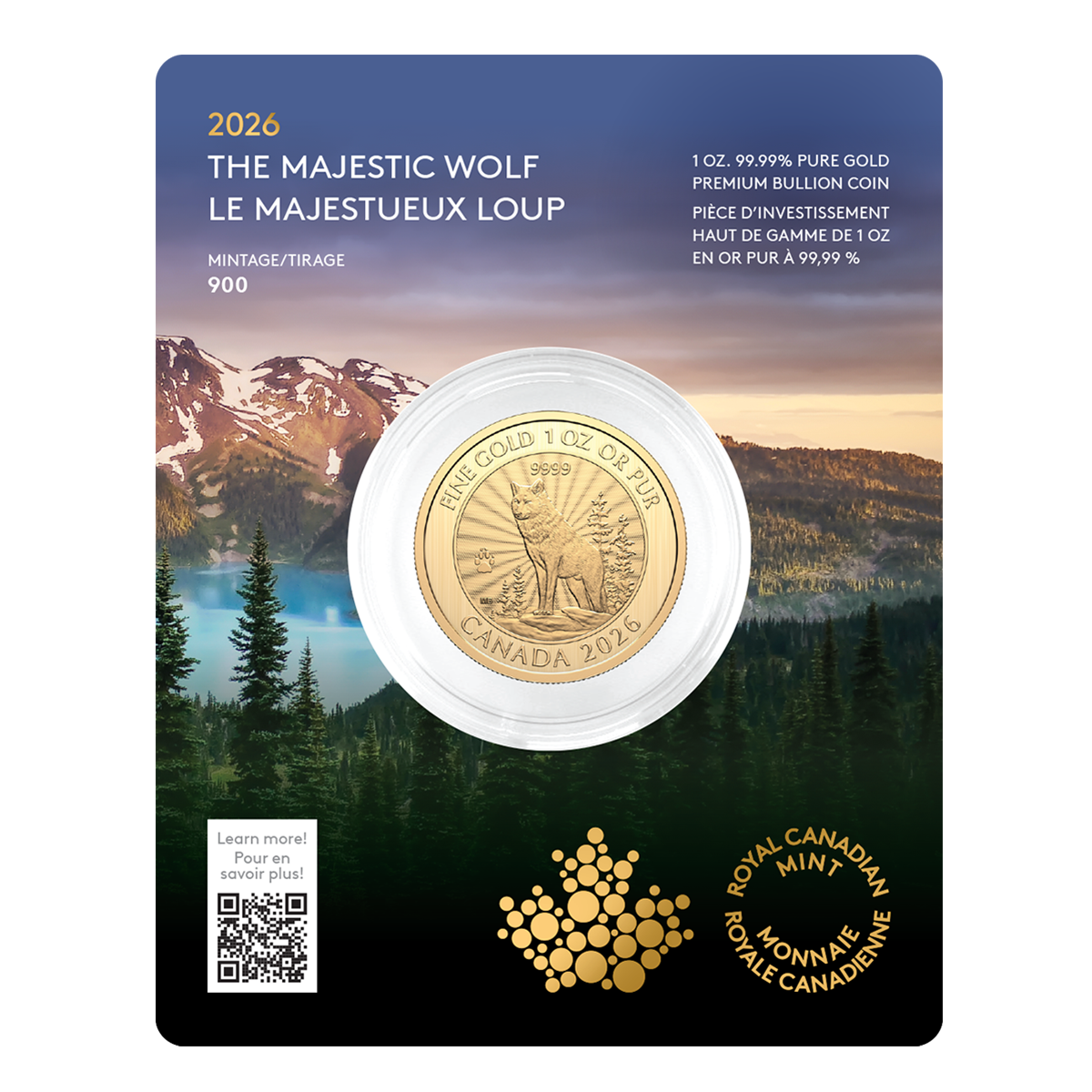 2026 The Majestic Wolf – 1 oz. 99.99% Pure Gold Coin (Premium Bullion)