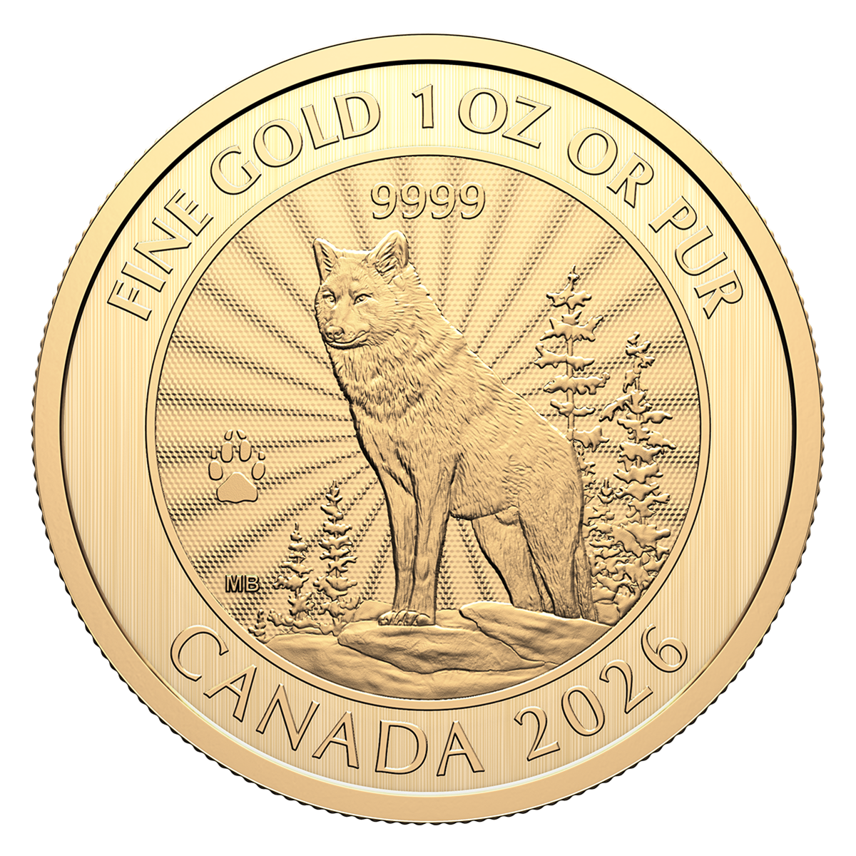 2026 The Majestic Wolf – 1 oz. 99.99% Pure Gold Coin (Premium