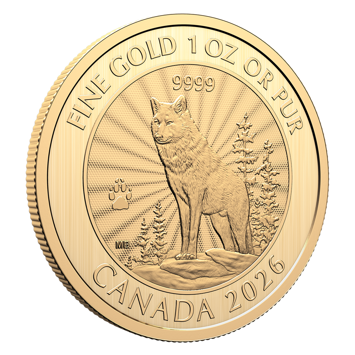 2026 The Majestic Wolf – 1 oz. 99.99% Pure Gold Coin (Premium