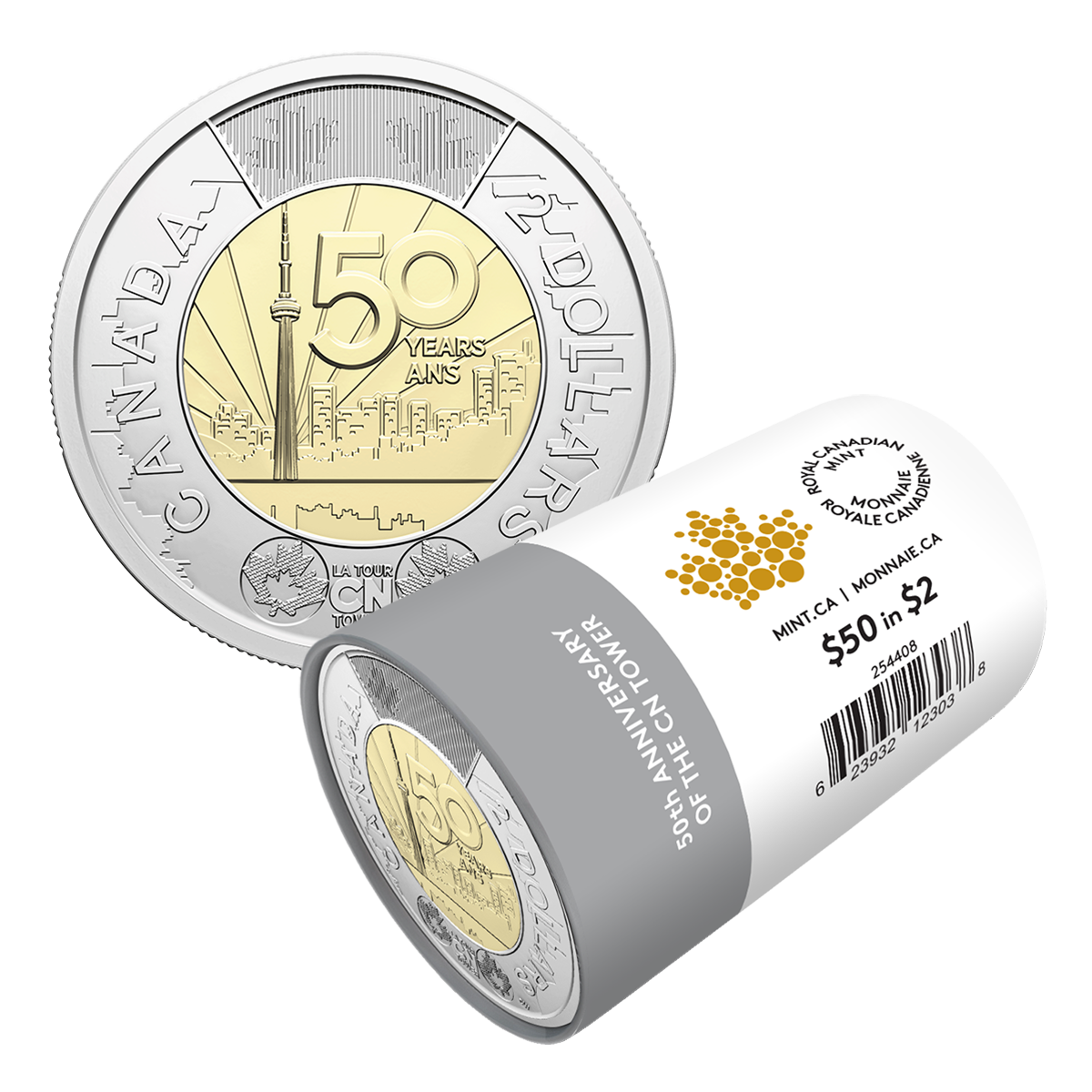 2026 $2 50th Anniversary of the CN Tower Non-colourized Special Wrap Roll
