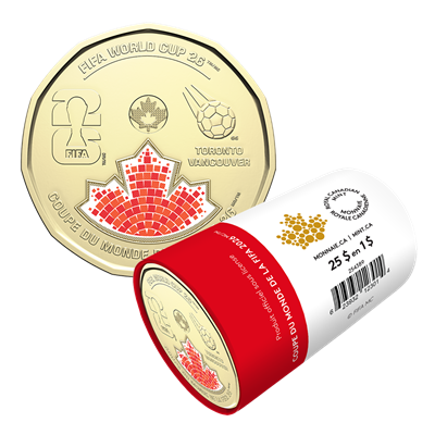 Rouleau spécial de pièces de 1 $ 2026 – Coupe du Monde de la FIFA 2026ᵀᴹ (version colorée)