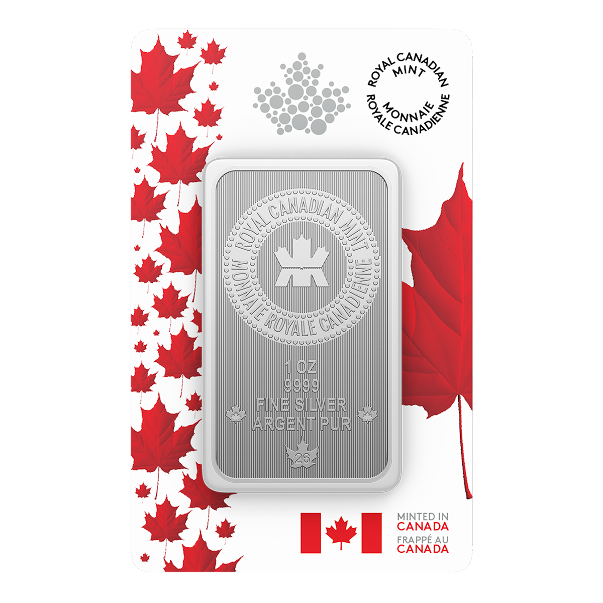 Pure Silver Bar in Proudly Canadian packaging – 1 oz. 99.99% Pure Silver 2026 (Premium Bullion)
