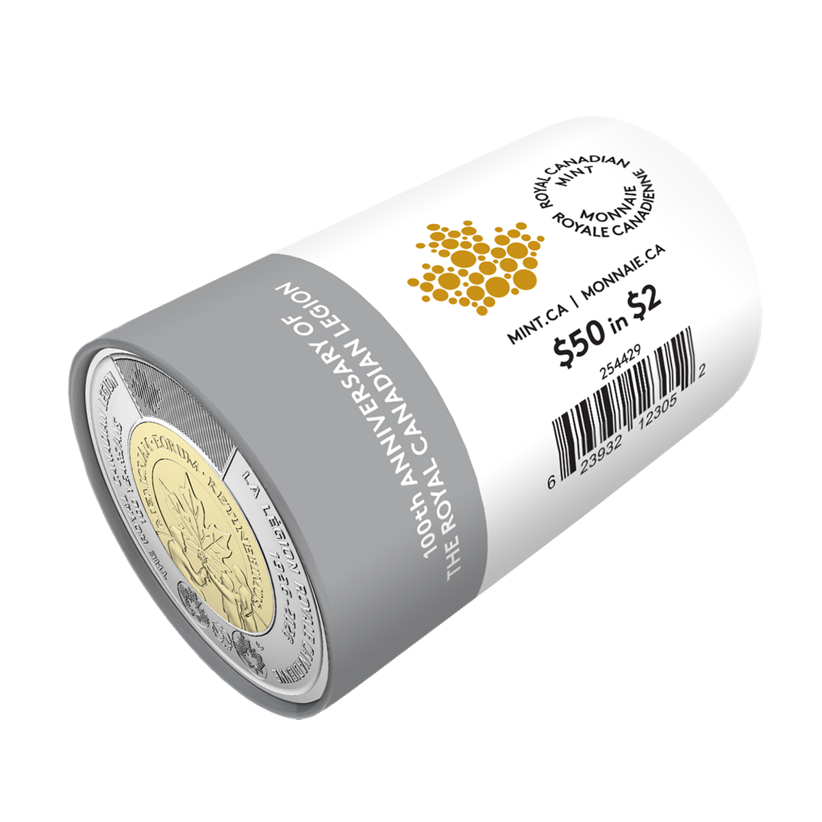 2026 $2 100th Anniversary of The Royal Canadian Legion Non-colourized Special Wrap Roll