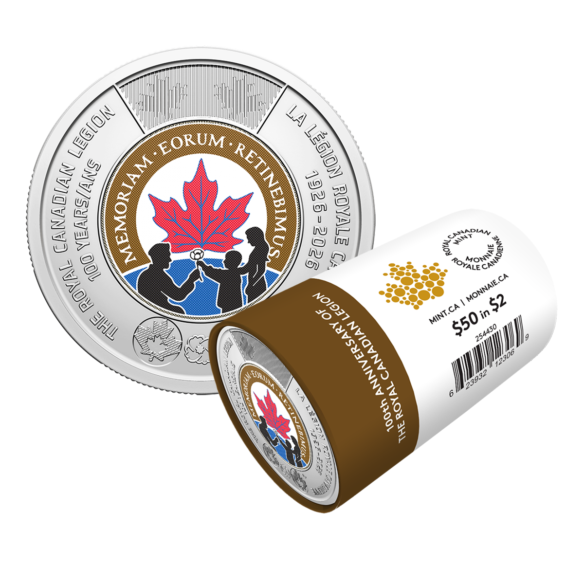 2026 $2 100th Anniversary of The Royal Canadian Legion Colourized Special Wrap Roll